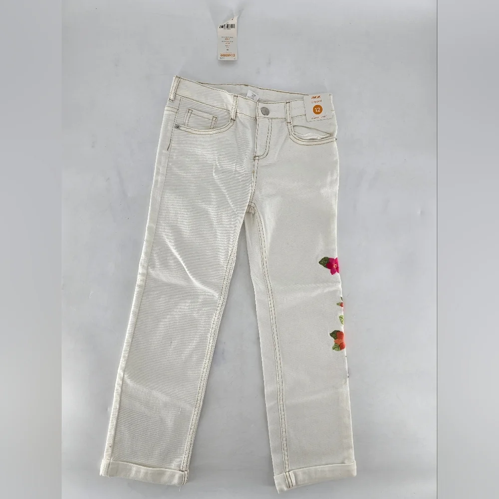 Gymboree Off-White Jeans with Floral‎ Details